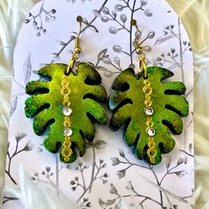 Handmade Resin Tropical Leaf Earrings